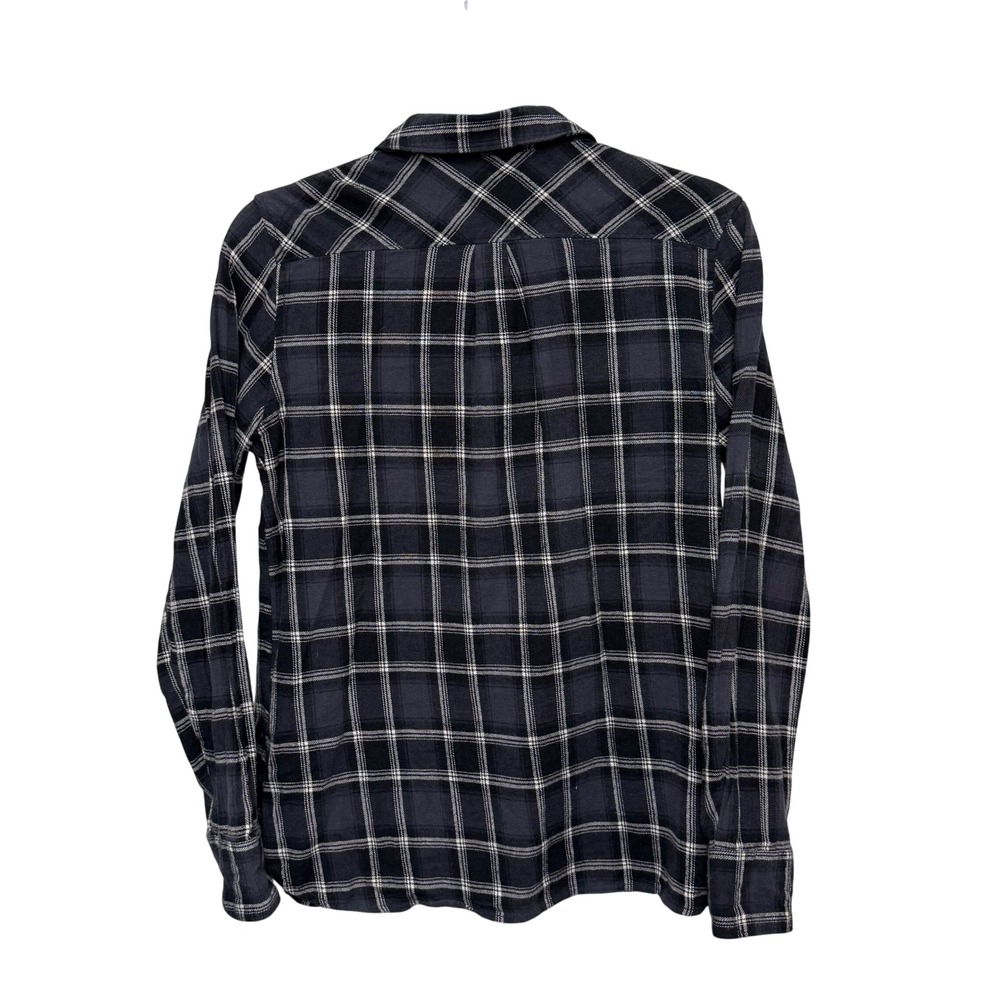 Woolrich Womens Medium Navy Blue Plaid Flannel Button Down Shirt HLT0669S Cotton - Picture 3 of 6